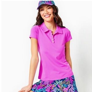 VGUC Lilly Pulitzer FRIDA SCALLOP POLO UPF 50, ORCHID OASIS